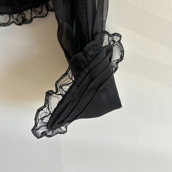 CHANEL BLACK SILK RUFFLE BLOUSE - Picture 4 of 15